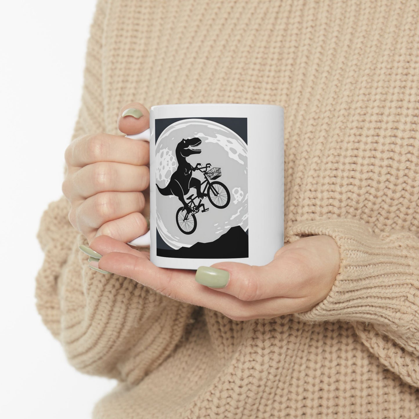 Dino On A Bike - Funny Ceramic Mug