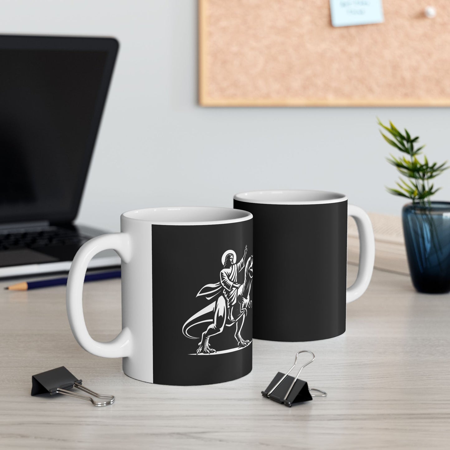 Jesus Riding a Dinosaur - Funny Ceramic Mug