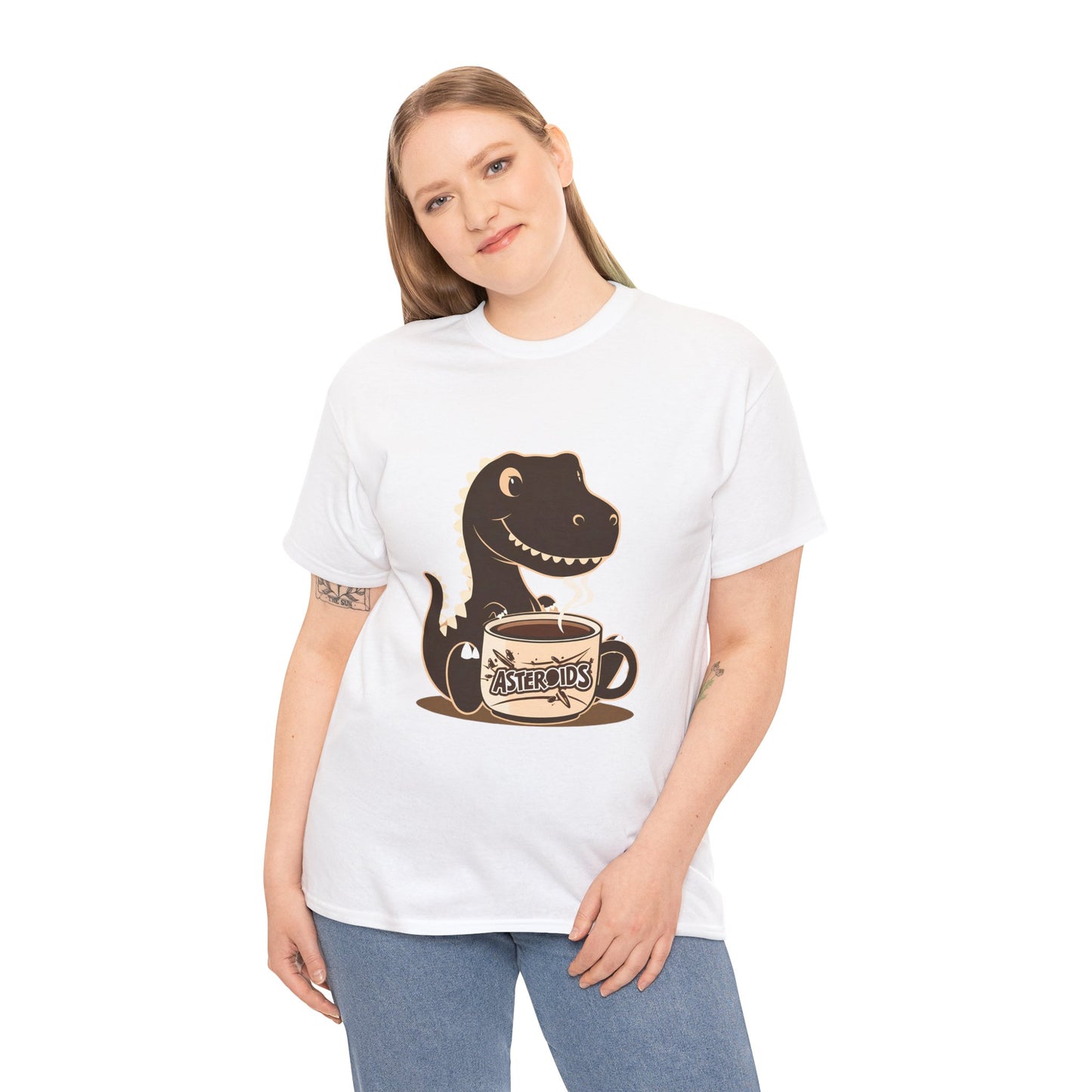Dinos Love Coffee - Unisex Heavy Cotton Tee