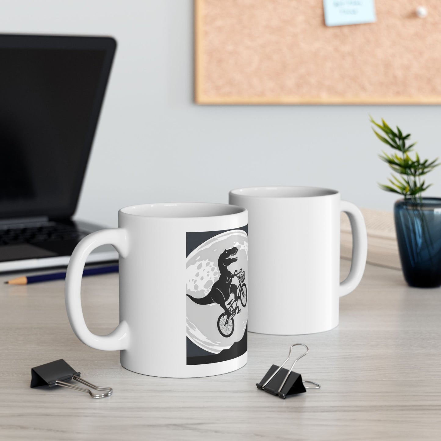 Dino On A Bike - Funny Ceramic Mug