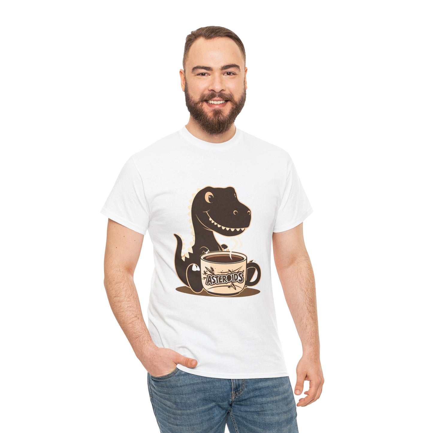Dinos Love Coffee - Unisex Heavy Cotton Tee