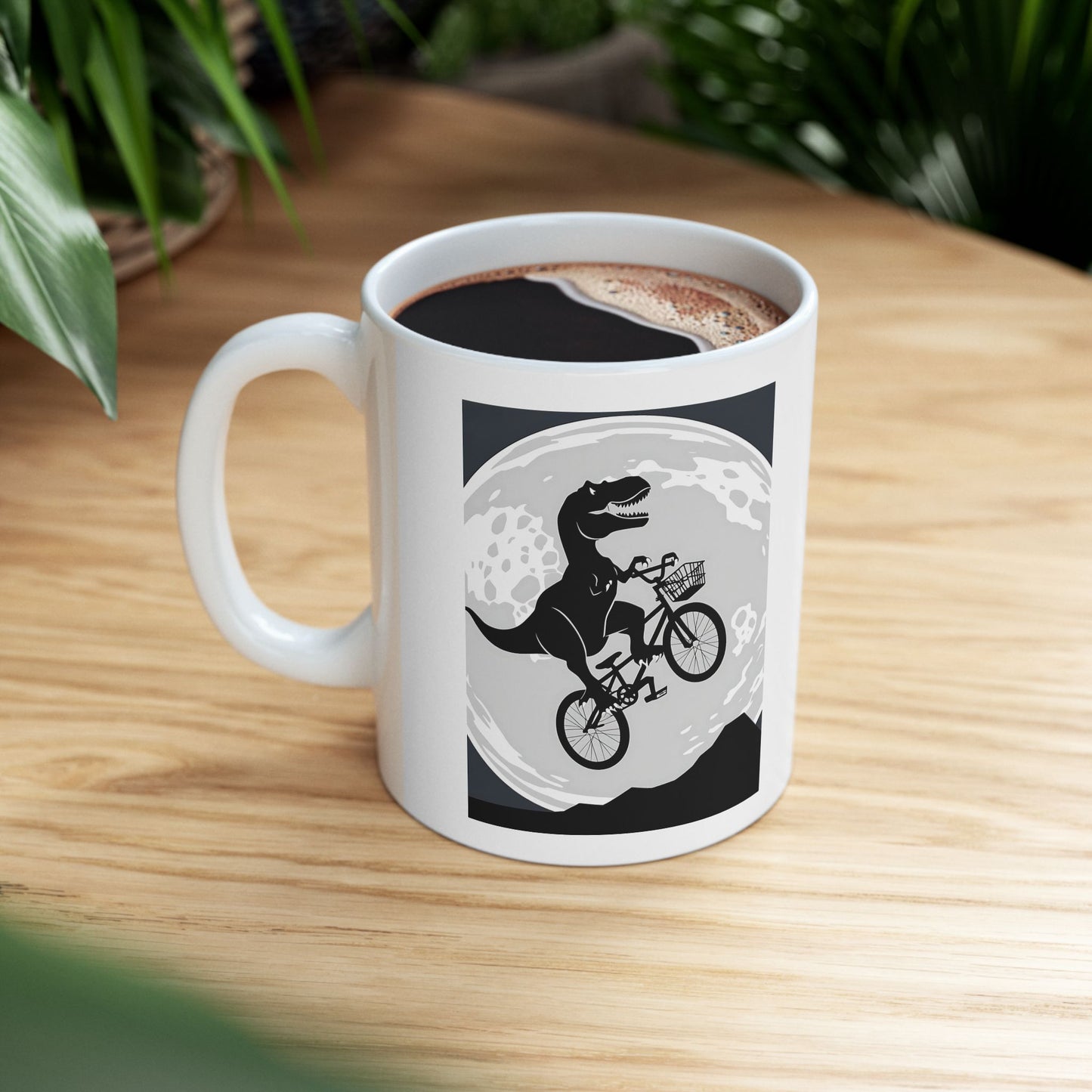 Dino On A Bike - Funny Ceramic Mug